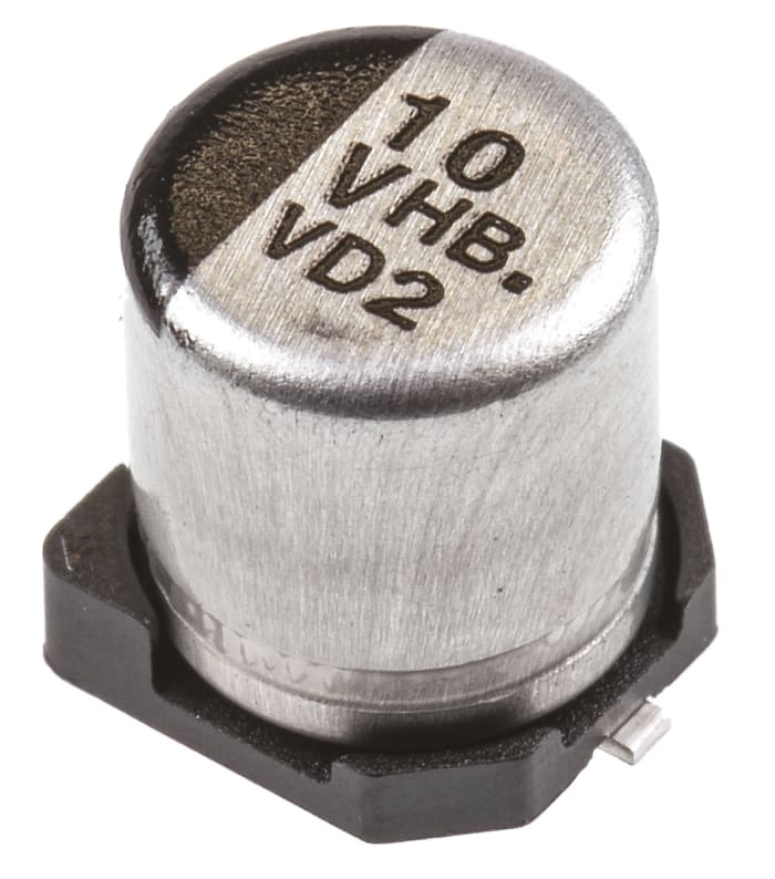 Condensador electrolítico Panasonic serie HB SMD, 10μF, ±20%, 35V dc, mont. SMD, 5 (Dia.) x 5.8mm