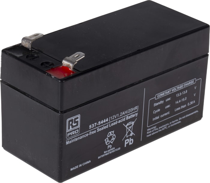 RS PRO, RS PRO 12V T1 Sealed Lead Acid Battery, 1.2Ah, 537-5444