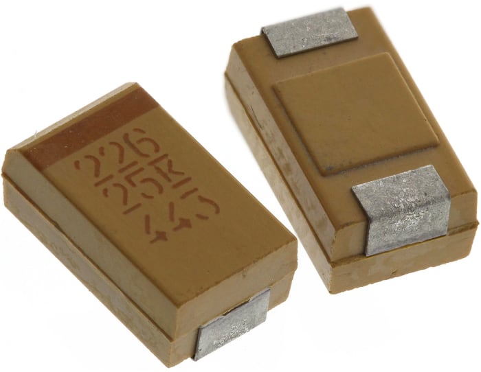 Condensador de tántalo KEMET T491D226K025AT, 22μF, ±10%, 25V dc, Montaje en Superficie, Encapsulado D, ESR 800mΩ MnO2,