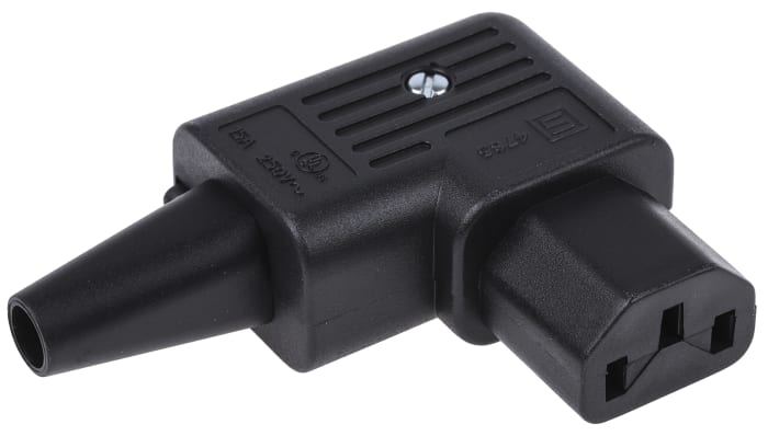 Schurter C13 Right Angle Cable Mount IEC Connector Socket, 15A, 250 V