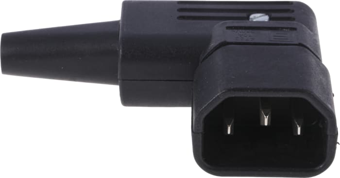 Konektor IEC C14, Samec, orientace těla: Pravý úhel, Kabelová montáž, Šroub, 10A, 250 V