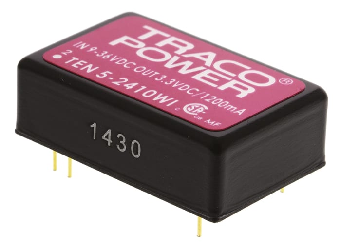 TRACOPOWER TEN 5WI DC-DC Converter, 3.3V dc/ 1.2A Output, 9 → 36 V dc Input, 6W, Through Hole, +85°C Max Temp