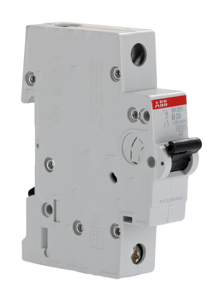 Disjoncteur ABB SH200 1P, 20A, pouvoir de coupure 6 kA, montage rail DIN