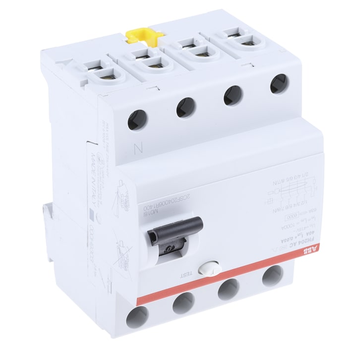 ABB FH200 RCCB, 40A, 4 Pole, 30mA, Type AC, 230V