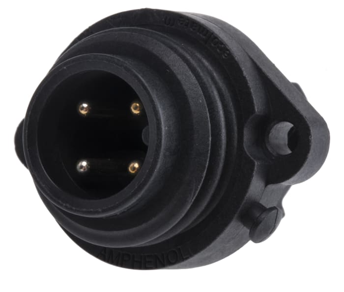 Amphenol Connector, 3 + PE Contacts, Panel Mount, IP65, IP67, Eco-Mate Series