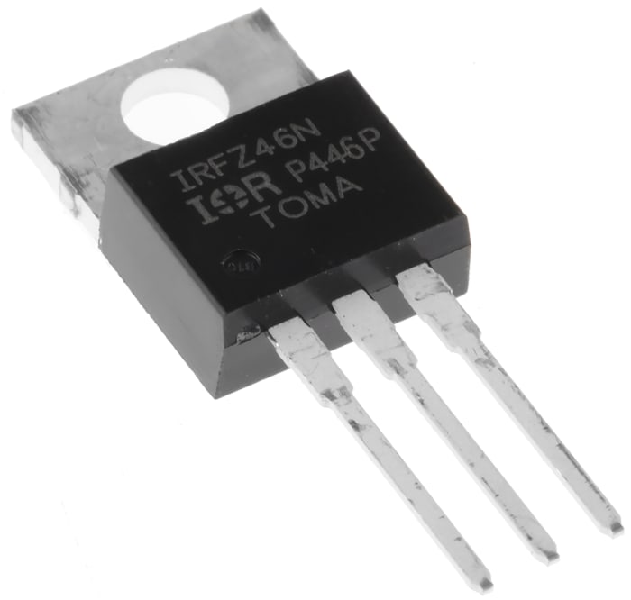 MOSFET Infineon IRFZ46NPBF, VDSS 55 V, ID 53 A, TO-220AB de 3 pines, , config. Simple