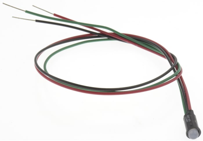 Dialight Green, Red Panel Mount Indicator, 1.9V dc, 6.4mm Mounting Hole Size, Lead Wires Termination