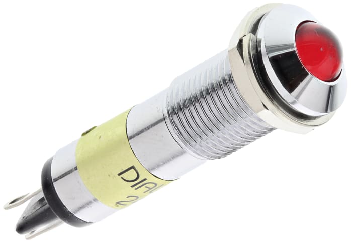 Dialight Red Panel Mount Indicator, 24V dc, 9mm Mounting Hole Size, Solder Tab Termination