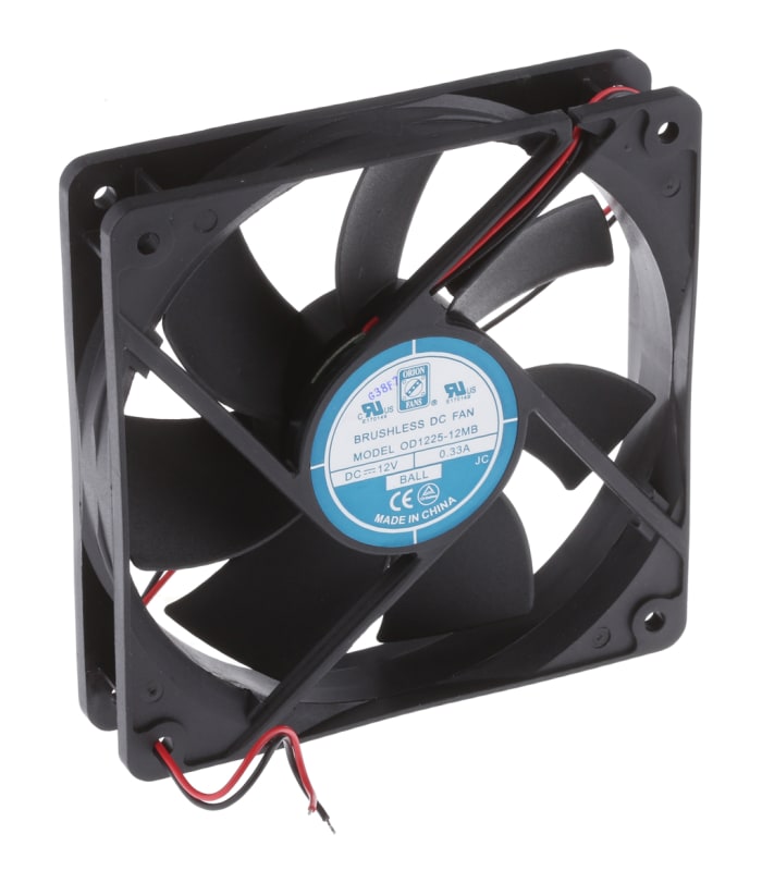 RS PRO Axial Fan, 12 V dc, DC Operation, 141m³/h, 4W, 330mA Max, 120 x 120 x 25mm