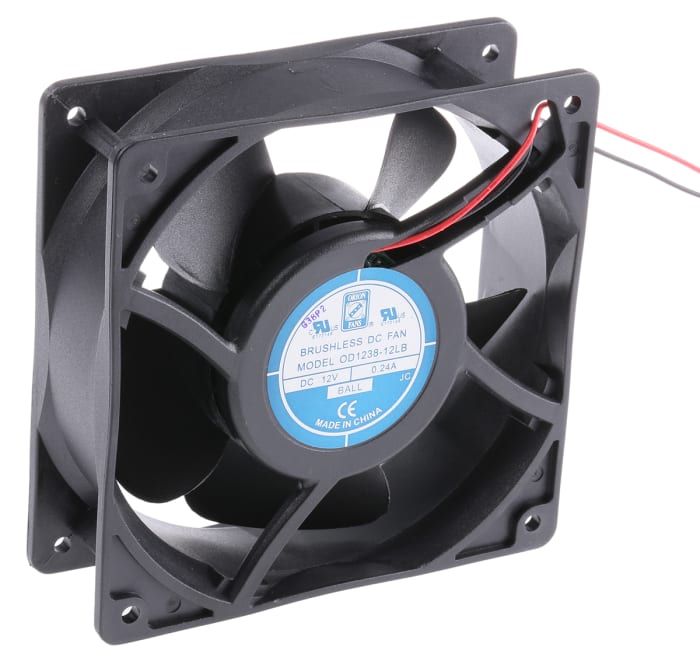 RS PRO Axial Fan, 12 V dc, DC Operation, 124m³/h, 3W, 240mA Max, 120 x 120 x 38mm