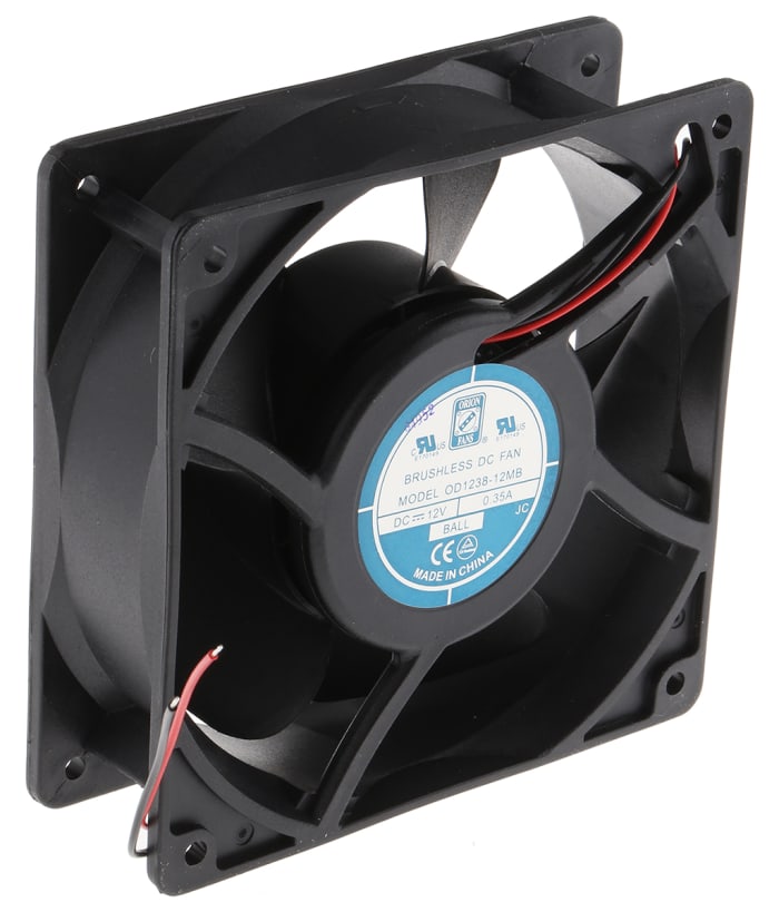 Ventilador Axial RS PRO de 120 x 120 x 38mm, 12 V dc, 4W, 2540rpm, caudal 161.4m³/h, 41dB