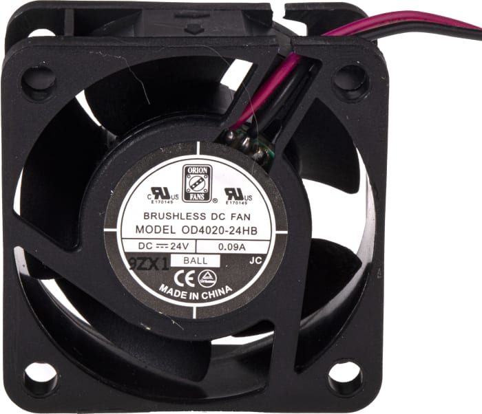 RS PRO Axial Fan, 24 V dc, DC Operation, 15.3m³/h, 2.2W, 90mA Max, 40 x 40 x 20mm