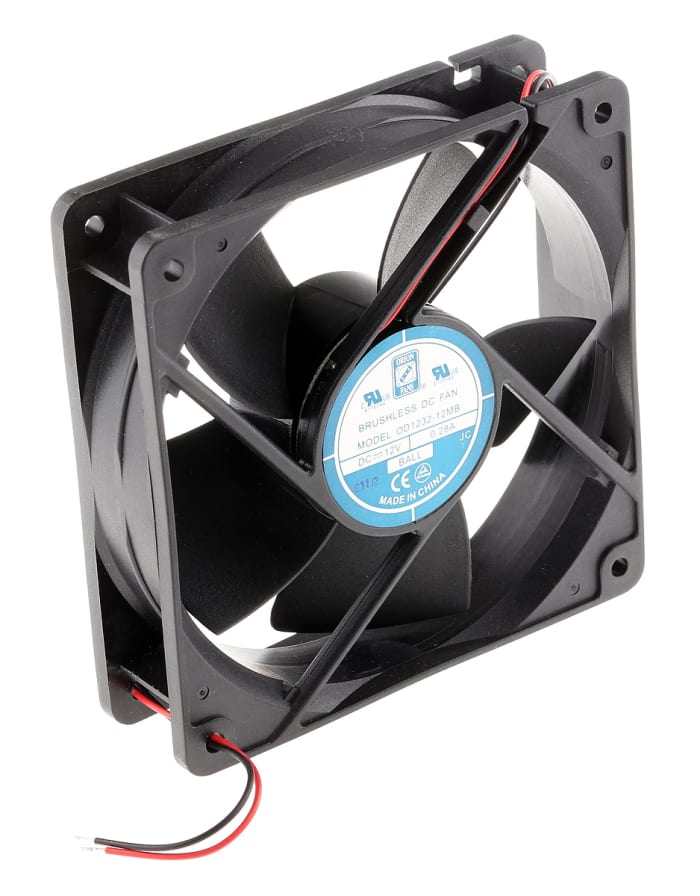 RS PRO Axial Fan, 12 V dc, DC Operation, 181.8m³/h, 3.4W, 500mA Max, 120 x 120 x 32mm