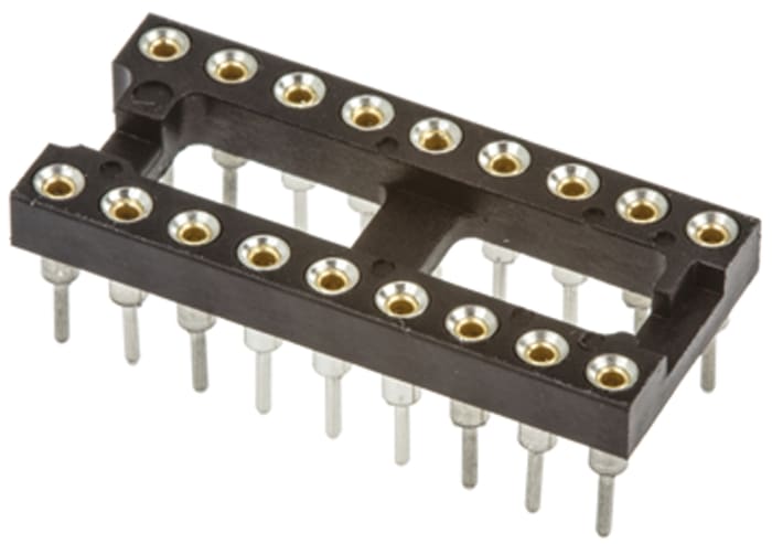 TE Connectivity, Economy 800 2.54mm Pitch Vertical 18 Way, Through Hole Stamped Pin Open Frame IC Dip Socket, 3A