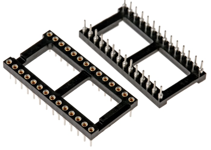 TE Connectivity, Economy 800 2.54mm Pitch Vertical 28 Way, Through Hole Stamped Pin Open Frame IC Dip Socket, 3A