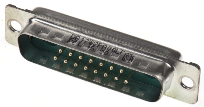 Amphenol FCI, DW Panel Mount, 15 (Signal), 2 (Power) Pin Hybrid Solder D-Sub Connector Plug, Shell Size B Mixed Contact