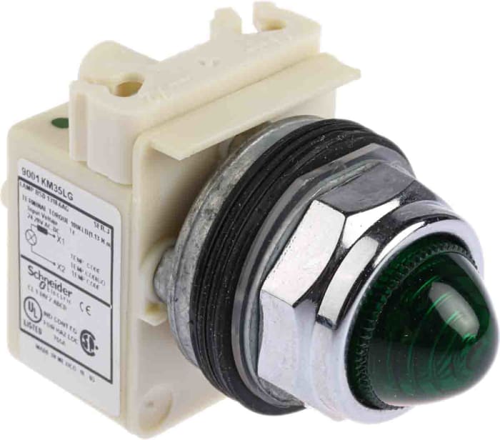 Voyant lumineux LED Schneider Electric Vert 24V c.a. / V c.c., Ø découpe 30mm, IP66