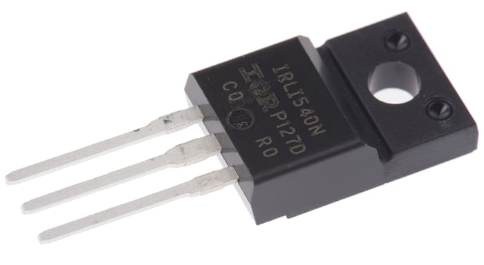 MOSFET Infineon IRLI540NPBF, VDSS 100 V, ID 23 A, TO-220 FP de 3 pines, config. Simple