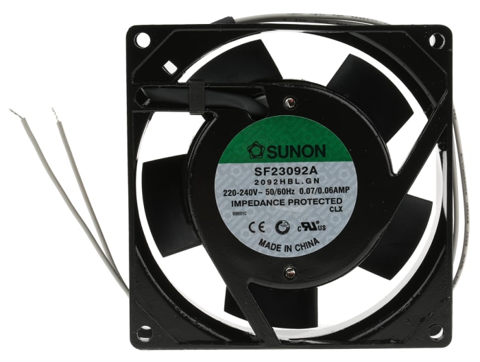 Ventilateur axial SF Sunon 230 V c.a., 51m³/h, 92 x 92 x 25mm, 14.5W
