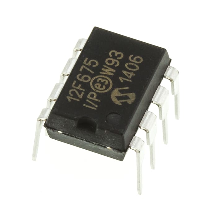 Microchip, 8bit PIC, PIC12F Microcontroller, 20MHz, 1024 x 14 words, 128 B Flash, 8-Pin PDIP
