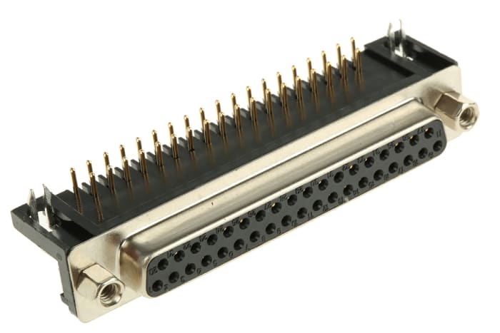 RS PRO O54 37 Way Right Angle 2.77 mm Pitch Through Hole D-Sub Connector, with 4 to 40 UNC Female