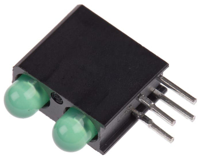Dialight 553-0122F, Green Right Angle PCB LED Indicator, 2 LEDs, Through Hole 3 V