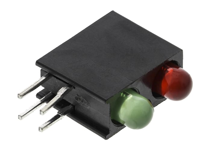 Dialight 553-0212F, Green & Red Right Angle PCB LED Indicator, 2 LEDs, Through Hole 2.2 V
