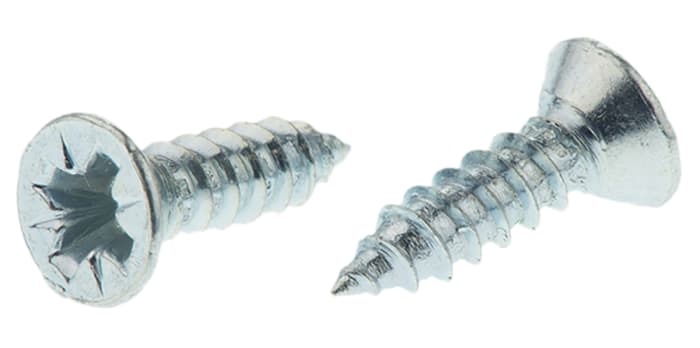 RS PRO Bright Zinc Plated Steel Countersunk Head Self Tapping Screw, N°6 x 1/2in Long 13mm Long