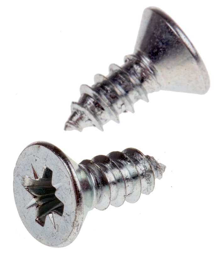 RS PRO Bright Zinc Plated Steel Countersunk Head Self Tapping Screw, N°10 x 1/2in Long 13mm Long