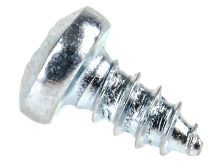 RS PRO Bright Zinc Plated Steel Pan Head Self Tapping Screw, N°4 x 1/4in Long 6.5mm Long