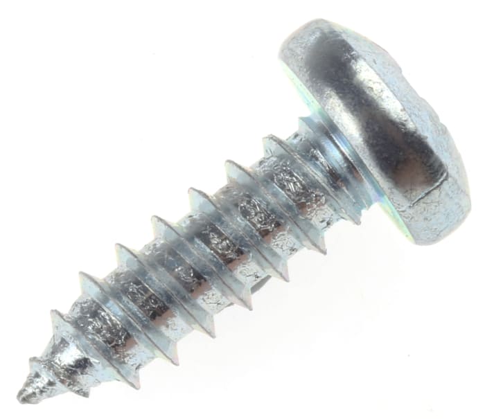 RS PRO Bright Zinc Plated Steel Pan Head Self Tapping Screw, N°8 x 1/2in Long 13mm Long