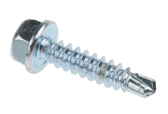 Tornillo autoperforante de cabeza hexagonal con valona con huella RS PRO, M4.2 x 19mm, de acero galvanizado brillante