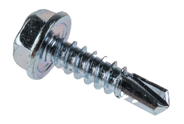 Tornillo autoperforante de cabeza hexagonal con valona con huella RS PRO, M4.8 x 19mm, de acero galvanizado brillante