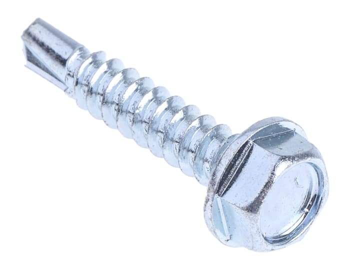 RS PRO Bright Zinc Plated Steel Self Drilling Screw M4.8 x 25mm Long