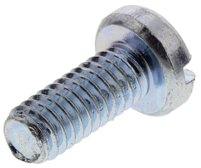 Tornillo de cabeza cilíndrica con huella ranurada RS PRO M2.5 x 6.0mm, paso de rosca 0.45mm, de Acero Galvanizado
