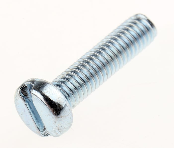 Tornillo de cabeza cilíndrica con huella ranurada RS PRO M3 x 12.0mm, paso de rosca 0.50mm, de Acero Galvanizado