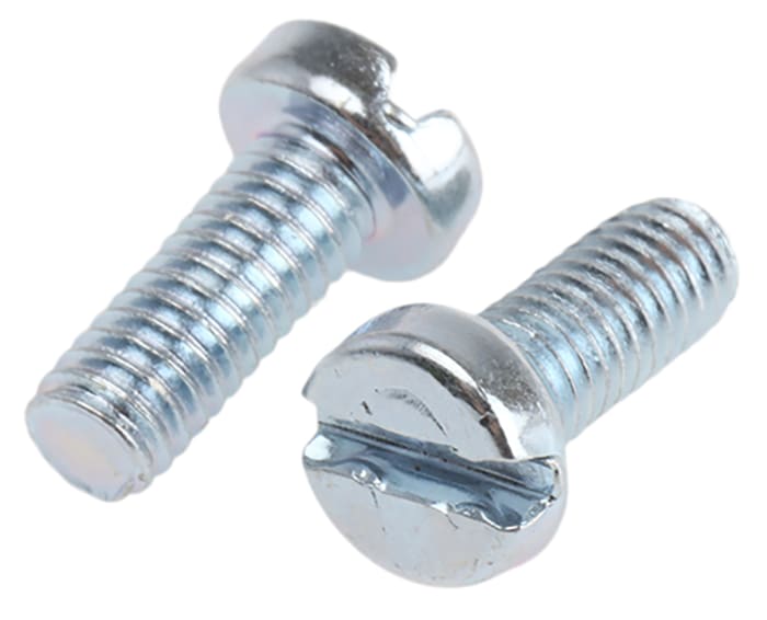 Tornillo de cabeza cilíndrica con huella ranurada RS PRO M4 x 10.0mm, paso de rosca 0.70mm, de Acero Pasivado