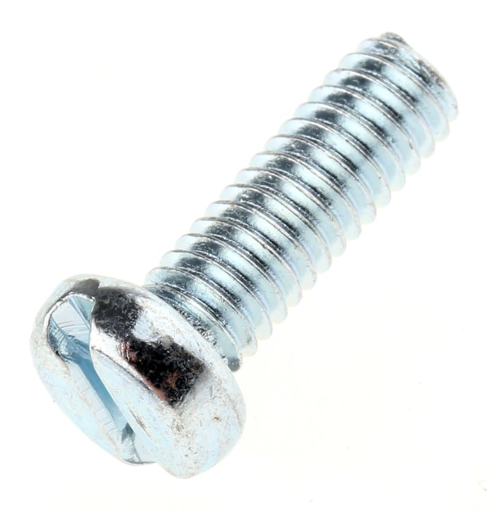 Tornillo de cabeza cilíndrica con huella ranurada RS PRO M4 x 12.0mm, paso de rosca 0.70mm, de Acero Galvanizado