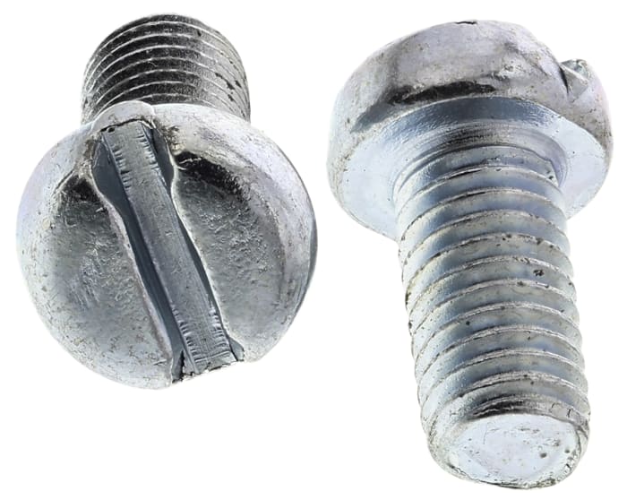 Tornillo de cabeza cilíndrica con huella ranurada RS PRO M5 x 10.0mm, paso de rosca 0.80mm, de Acero Galvanizado