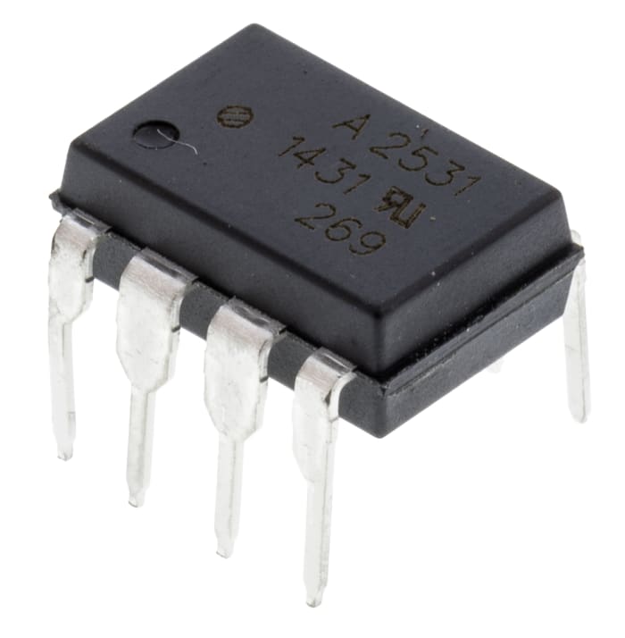 Broadcom, HCPL-2531-000E DC Input Transistor Output Dual Optocoupler, Through Hole, 8-Pin PDIP