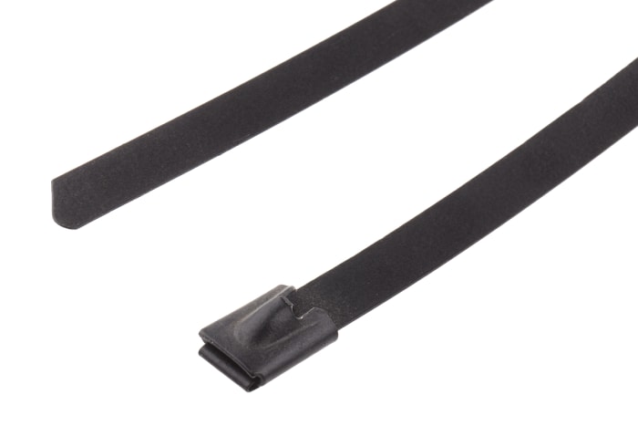 RS PRO Cable Tie, Roller Ball, 200 mm x 7.9 mm, Metallic Polyester Coated Stainless Steel