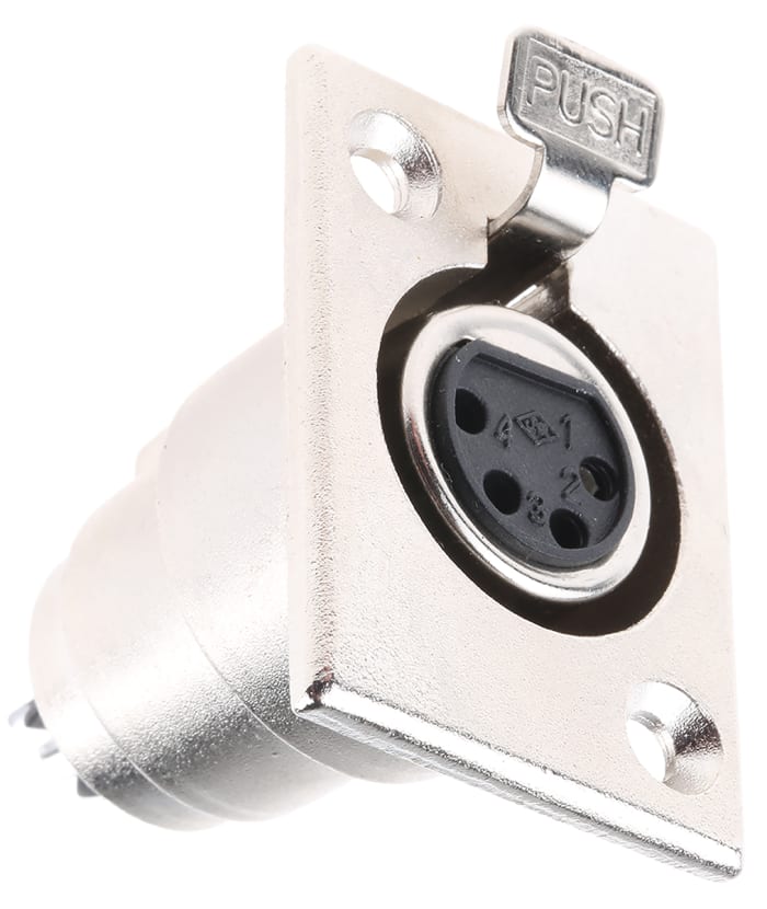 RS PRO Panel Mount XLR Connector, Female, 4 Way, Silver Plating