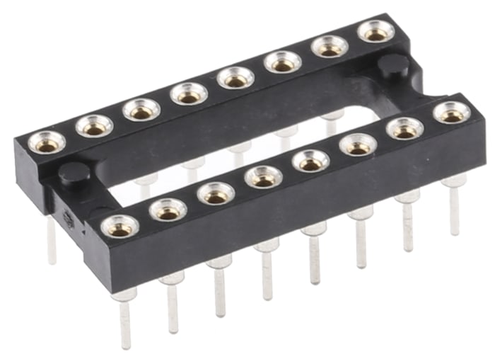 Zócalo DIL E-TEC, paso de 2.54mm, 16 contactos, anch. 7.62mm, 3A, montaje orificios pasantes