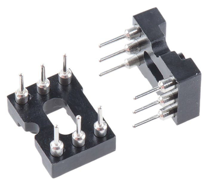 E-TEC 2.54mm Pitch Vertical 6 Way, Through Hole Turned Pin Open Frame IC Dip Socket