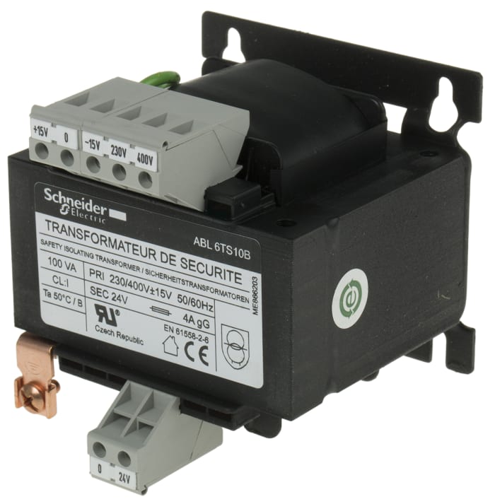Schneider Electric 100VA 1 Output Chassis Mounting Transformer, 24V ac