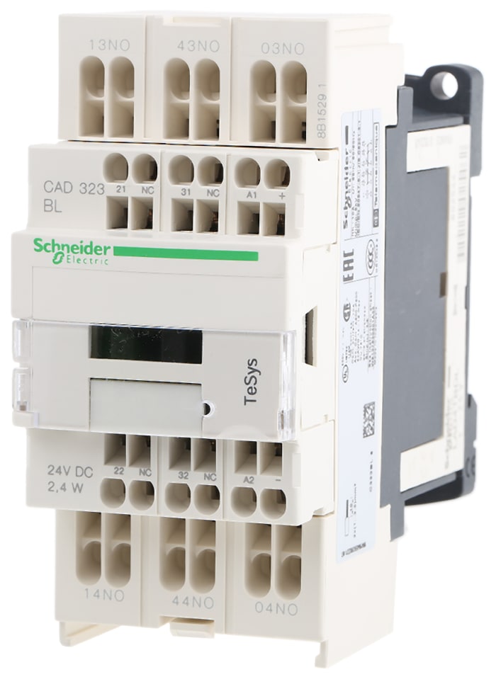 Schneider Electric TeSys, TeSys Deca CAD Contactor, 24 V dc Coil, 10 A, 3NO + 2NC, 690 V dc