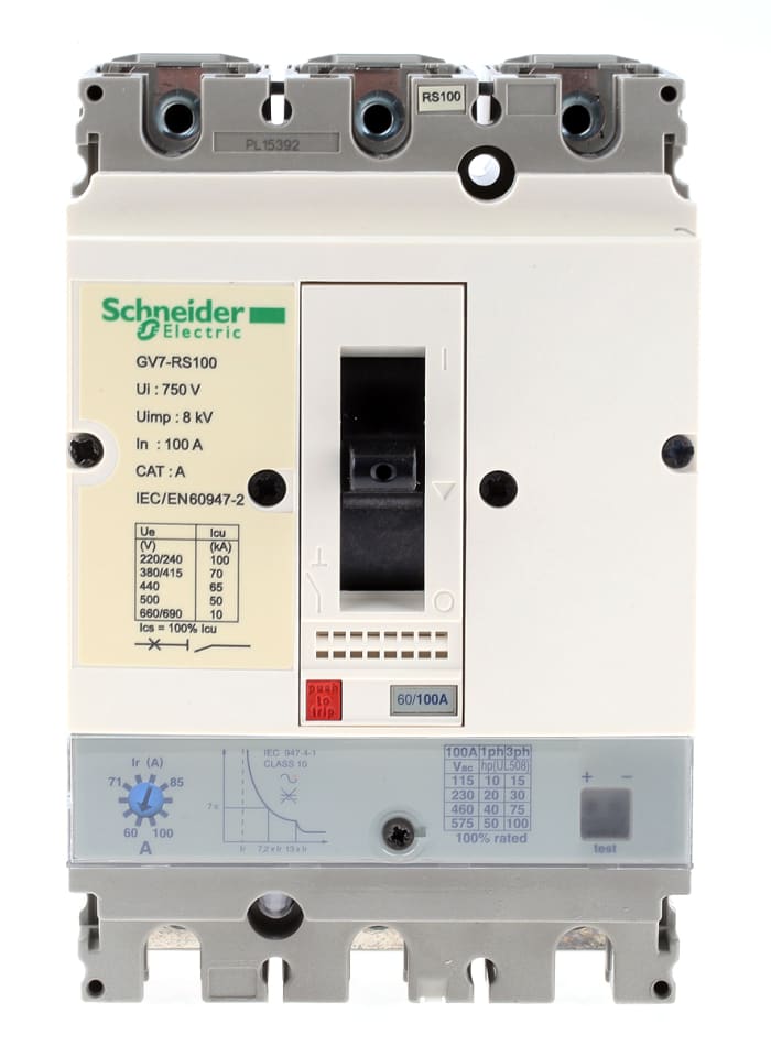 Schneider Electric TeSys 690 V ac Motor Protection Circuit Breaker - 3P Channels, 60 → 100 A, 10 kA
