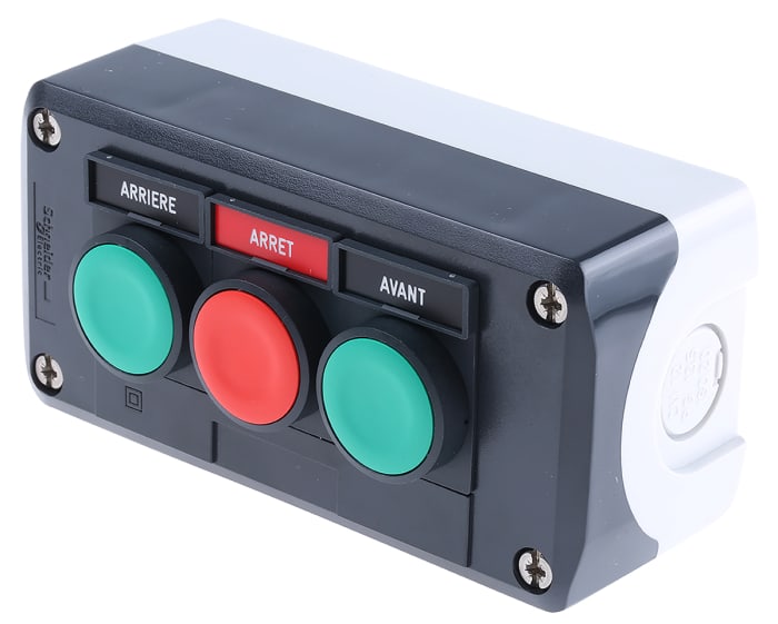 Schneider Electric Spring Return Enclosed Push Button, Polycarbonate, Green, Red, IP66, IP67, IP69K