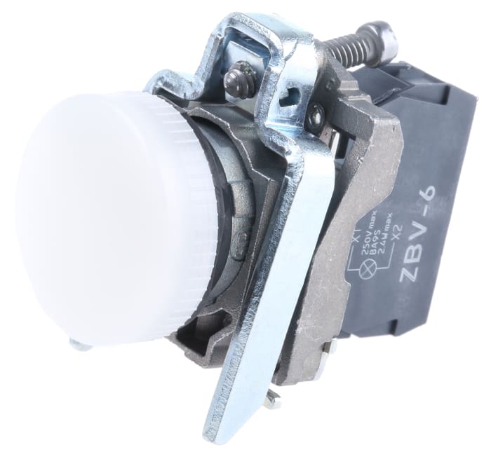Schneider Electric, Harmony XB4, Panel Mount White Pilot Light Complete, 22mm Cutout, 250V