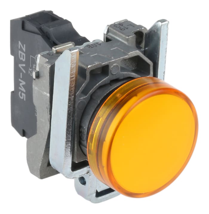XB4BVM5 Schneider Electric Schneider Electric Harmony XB4 Panel Mount Orange Universal LED Pilot Light 22mm Cutout 240V ac 609 5846 RS Components
